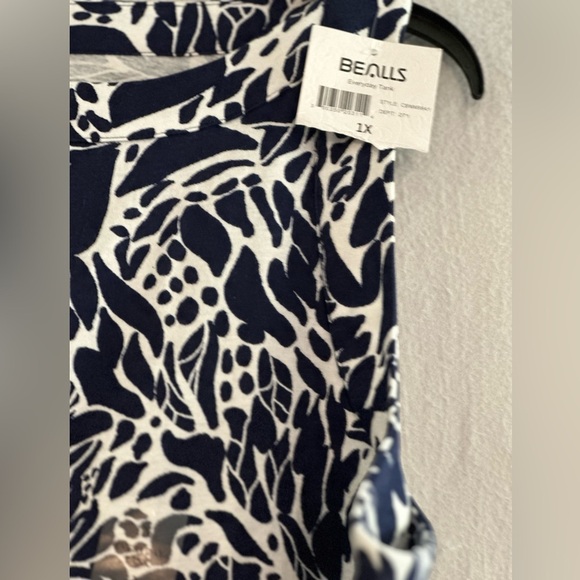 LADIES NAVY BLUE & WHITE SLEEVELESS TOP - Picture 3 of 3